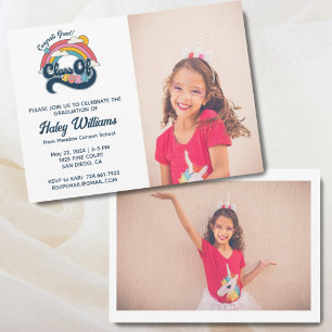 Rainbow Retro Class of 2024 Graduation 2 Photo Invitation