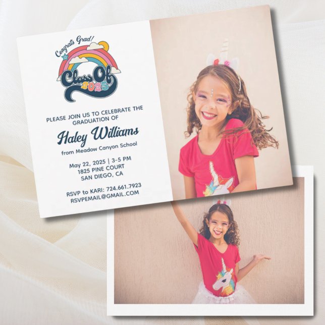 Rainbow Retro Class of 2025 Graduation 2 Photo Invitation (Rainbow Retro Class of 2025 Graduation 2 Photo Invitation
)