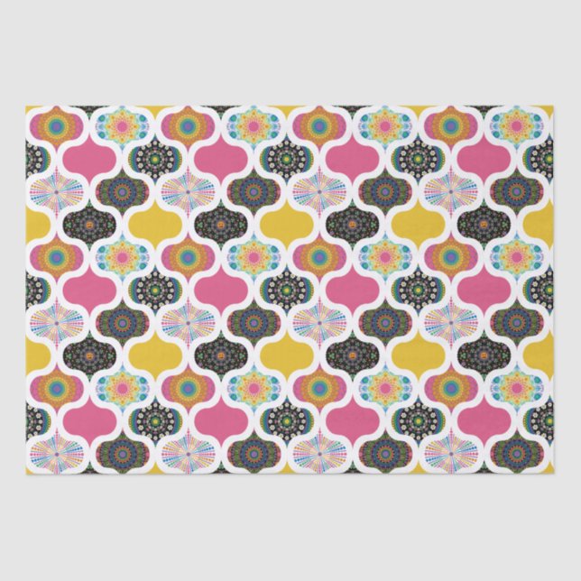 Rainbow Retro Dot Mandala Patchwork Ogee Craft Tissue Paper (Front)