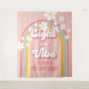 Rainbow Retro Eight is a Vibe Groovy 8th Birthday Tapestry