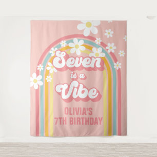 Rainbow Retro Seven is a Vibe Groovy 7th Birthday Tapestry