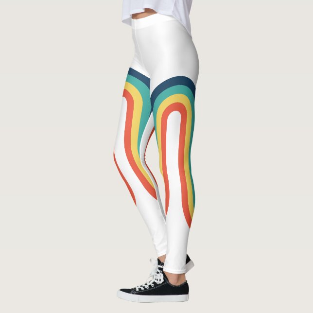 Rainbow Retro Stripe Vintage Leggings (Left)