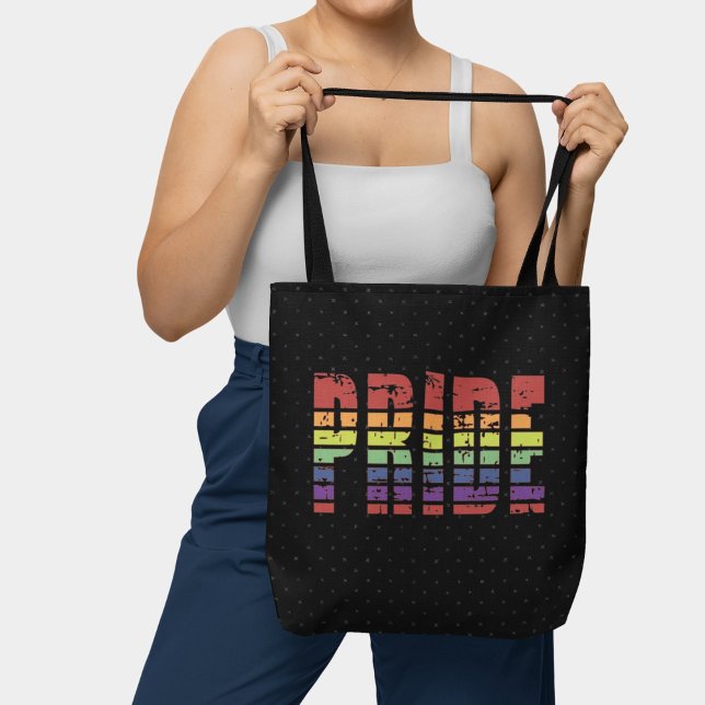 Rainbow Retro Sunset Gay Pride Flag Grunge Tote Bag (Creator Uploaded)