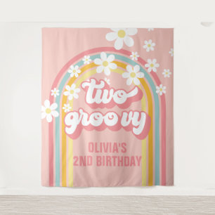 Rainbow Retro Two Groovy 2nd Birthday Tapestry