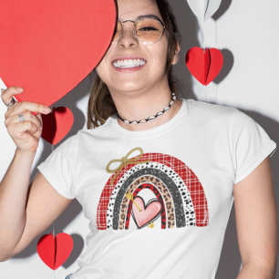 Rainbow Retro Valentine's day Love heart  T-Shirt