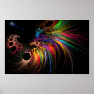 Rainbow Rhino Fractal Art Poster