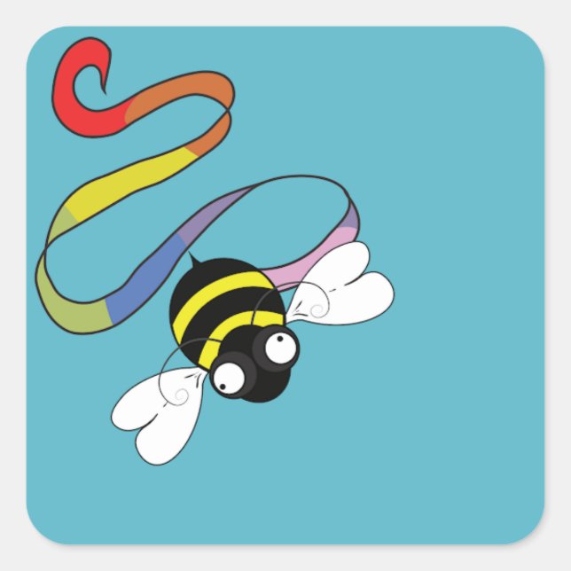 Rainbow Ribbon Bee Sticker (Front)
