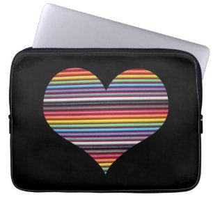 Rainbow Ribbon Cable Heart Laptop Sleeve