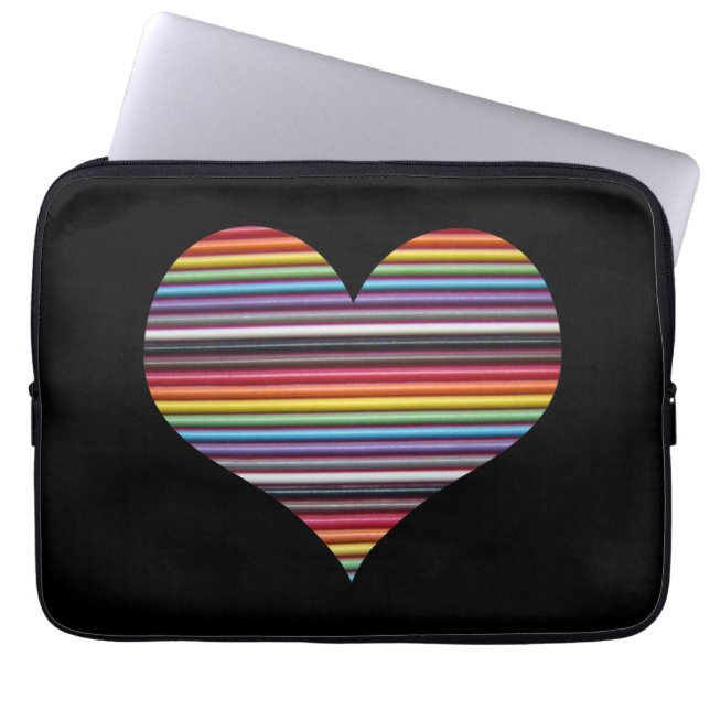 Rainbow Ribbon Cable Heart Laptop Sleeve (Front)