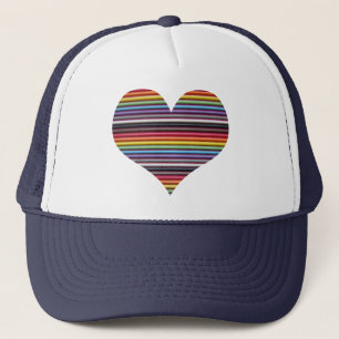 Rainbow Ribbon Cable Heart Trucker Hat