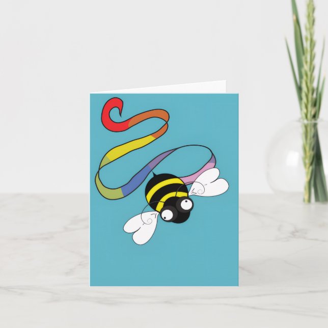 Rainbow Ribbon Note Card (Blank Inside) (Front)