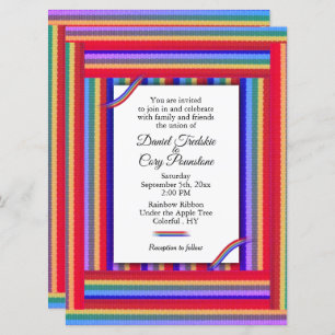 Rainbow Ribbon Wedding Invitation