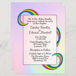Rainbow Ribbon Wedding Invitation