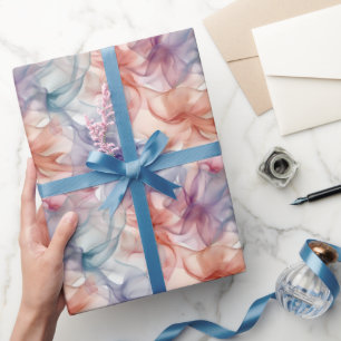 Rainbow Ribbons on White  Wrapping Paper