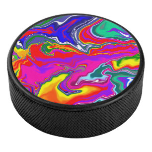 Rainbow River Fluid Art Hockey Puck