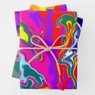 Rainbow River Fluid Art Wrapping Paper Sheet