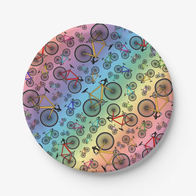 Rainbow road bikes paper plate (Front)