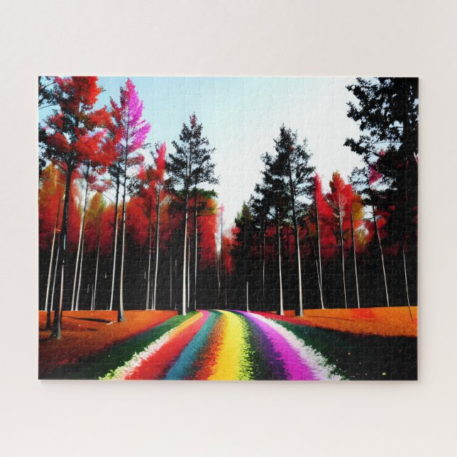 Rainbow Road Through Enchanted Forest Jigsaw Puzzle (Horizontal)