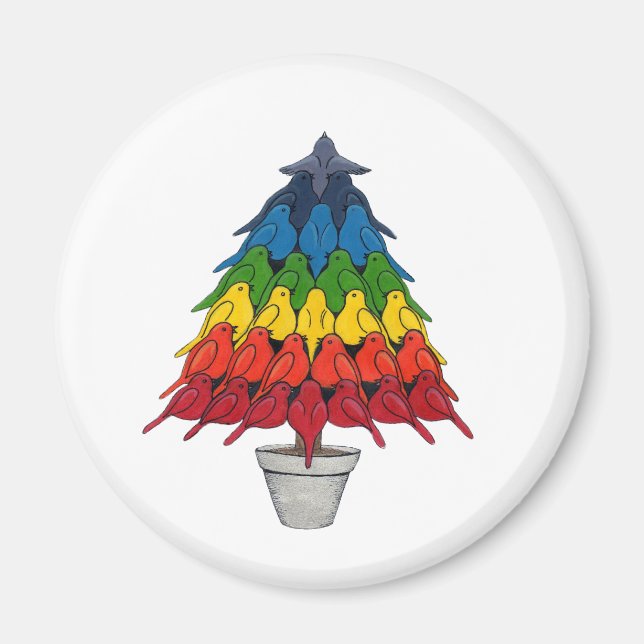 Rainbow Robins Christmas Tree Magnet (Front)