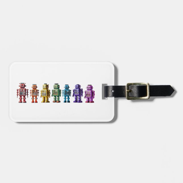 Rainbow Robots Luggage Tag (Front Horizontal)