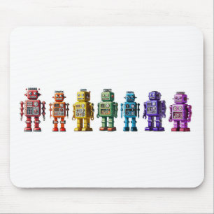 Rainbow Robots Mouse Pad