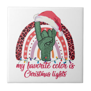 Rainbow Rock Hand My Favourite Colours Is Christma Ceramic Tile