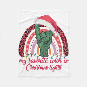 Rainbow Rock Hand My Favourite Colours Is Christma Fleece Blanket