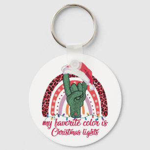 Rainbow Rock Hand My Favourite Colours Is Christma Key Ring