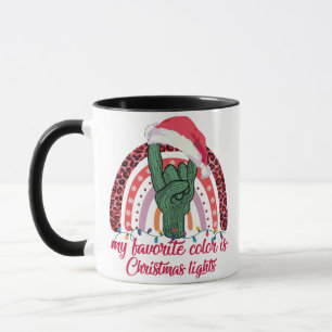 Rainbow Rock Hand My Favourite Colours Is Christma Mug