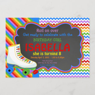 Rainbow Roller Skate Party Invitation