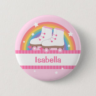 Rainbow Roller Skates For Girls 6 Cm Round Badge