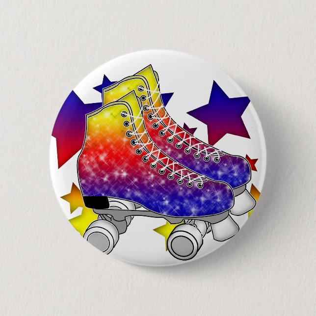 Rainbow Rollerskates 6 Cm Round Badge (Front)