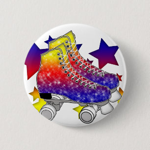 Rainbow Rollerskates 6 Cm Round Badge