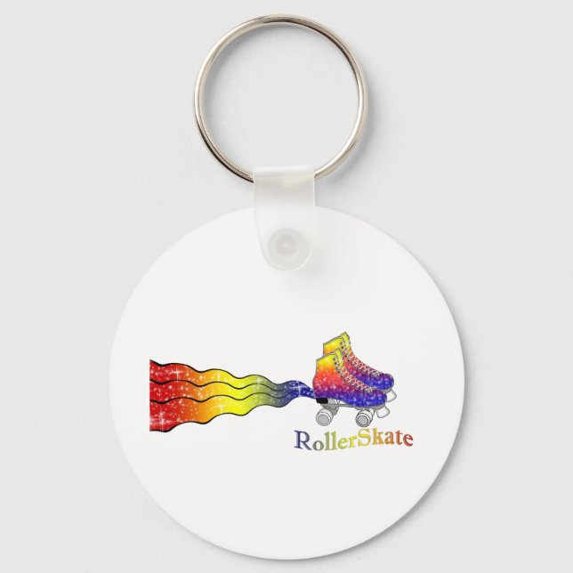 Rainbow Rollerskates Key Ring (Front)