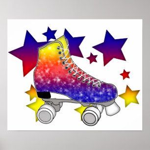 Rainbow Rollerskates Poster