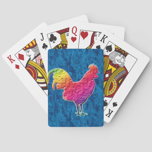Rainbow rooster playing cards (Back)