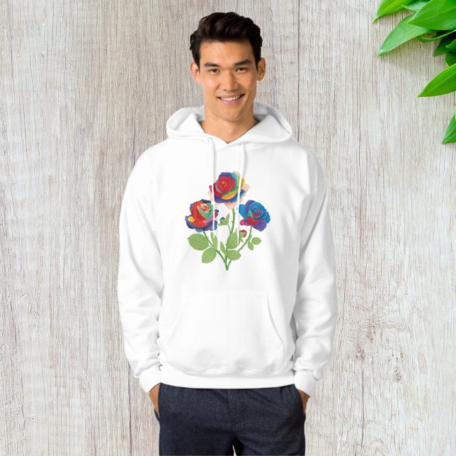 Rainbow Rose Bouquet Pop Art Floral Hoodie (Creator Uploaded)
