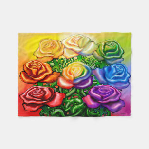 Rainbow Rose Fleece Blanket