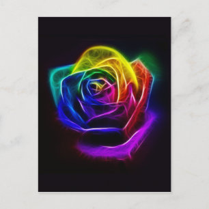 Rainbow Rose Fractal Postcard