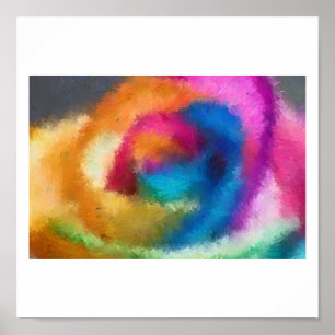 Rainbow Rose Impressionist Poster