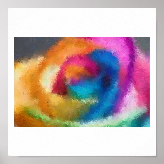 Rainbow Rose Impressionist Poster (Front)