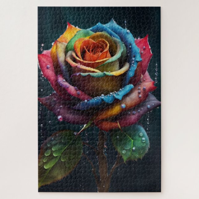 Rainbow Rose Jigsaw Puzzle (Vertical)