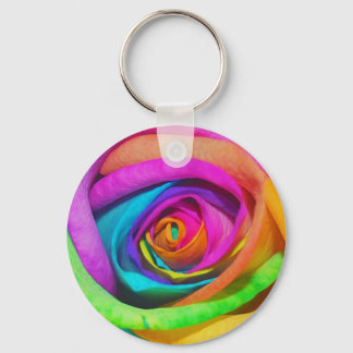 Rainbow Rose Key Ring