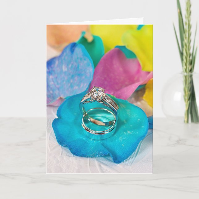 Rainbow rose petal and rings card (Front)