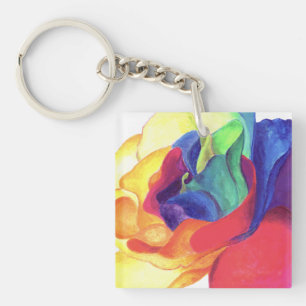 Rainbow Rose Spectrum of Love Key Ring