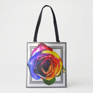 Rainbow Rose Tote Bag