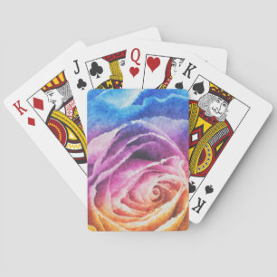 Rainbow Rose Watercolor Playing Cards