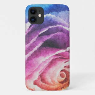 Rainbow Rose Watercolor Print iPhone 11 Case