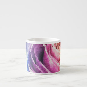 Rainbow Rose Watercolor Print Espresso Cup
