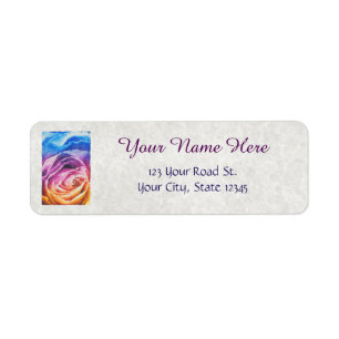 Rainbow Rose Watercolor Return Address Label